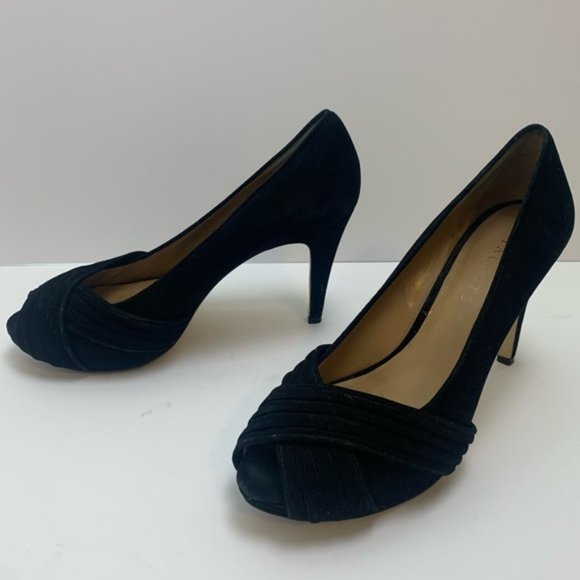 Talbots Black Suede Open Toe Pumps - Picture 3 of 11